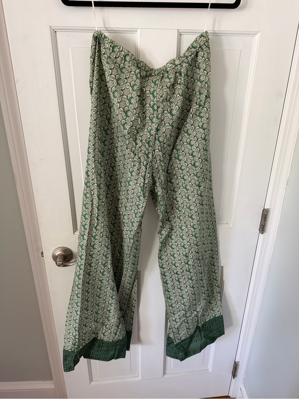Green Cotton Linen Wide-Leg Pants